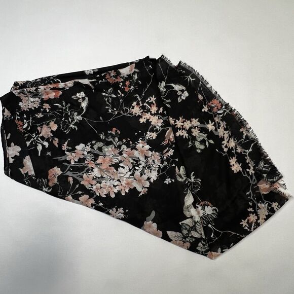 Floral Scarf JANE & BERRY 37" By 37" Black Pink Gray Polyester NEW - Picture 9 of 9